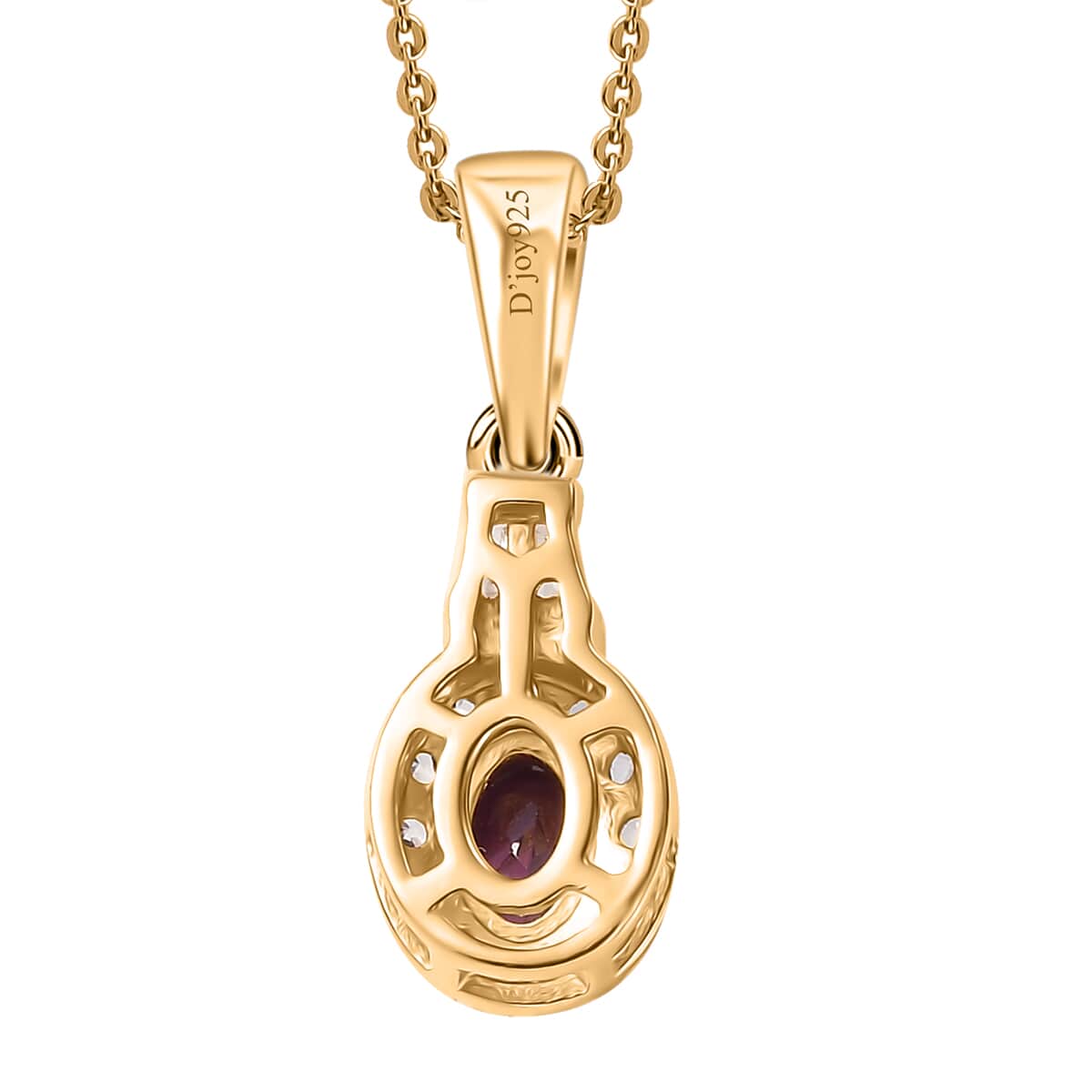 Radiant Ember Garnet and White Zircon 1.00 ctw Pendant Necklace in 18K Vermeil Yellow Gold Over Sterling Silver 20 Inches image number 4