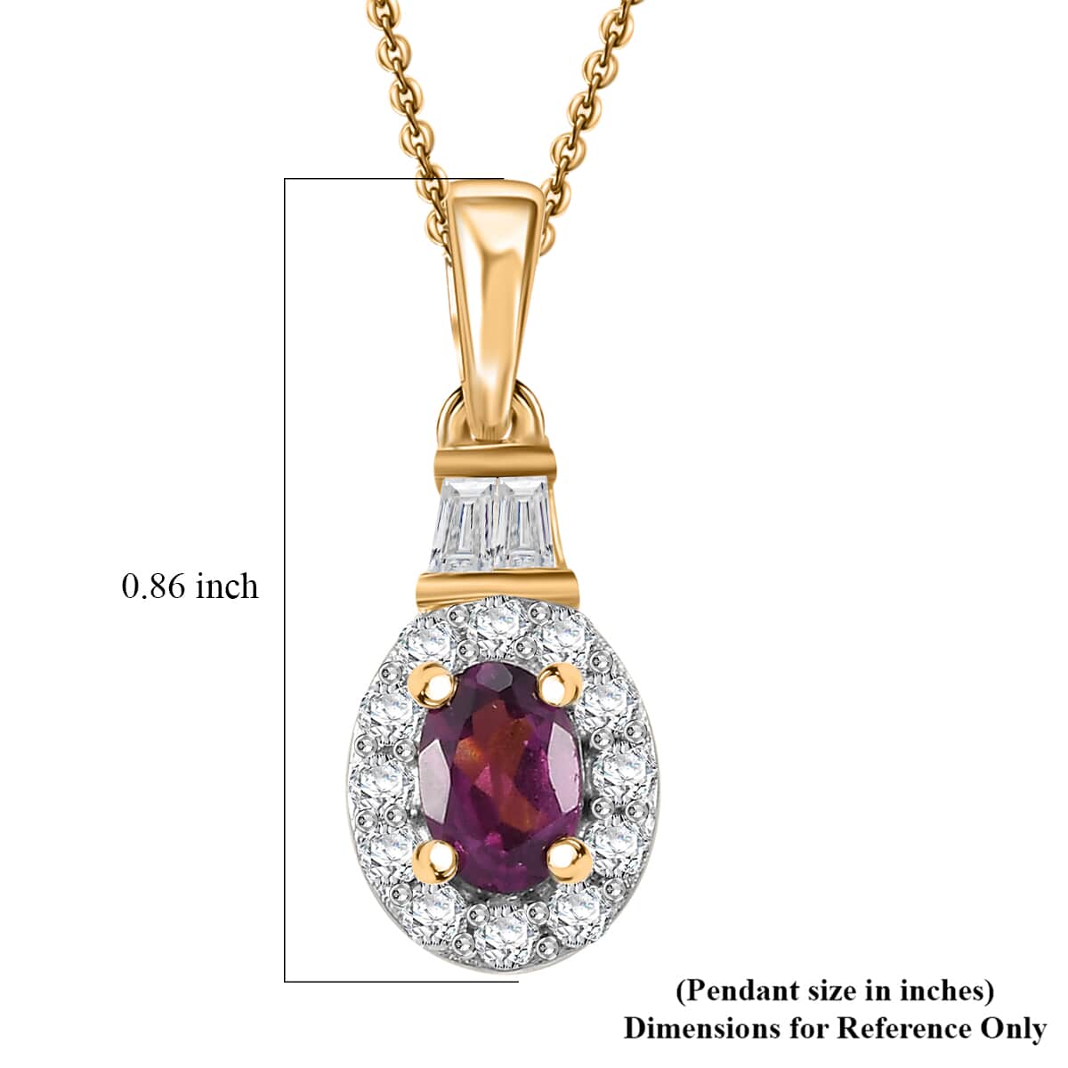 Radiant Ember Garnet and White Zircon 1.00 ctw Pendant Necklace in 18K Vermeil Yellow Gold Over Sterling Silver 20 Inches image number 5