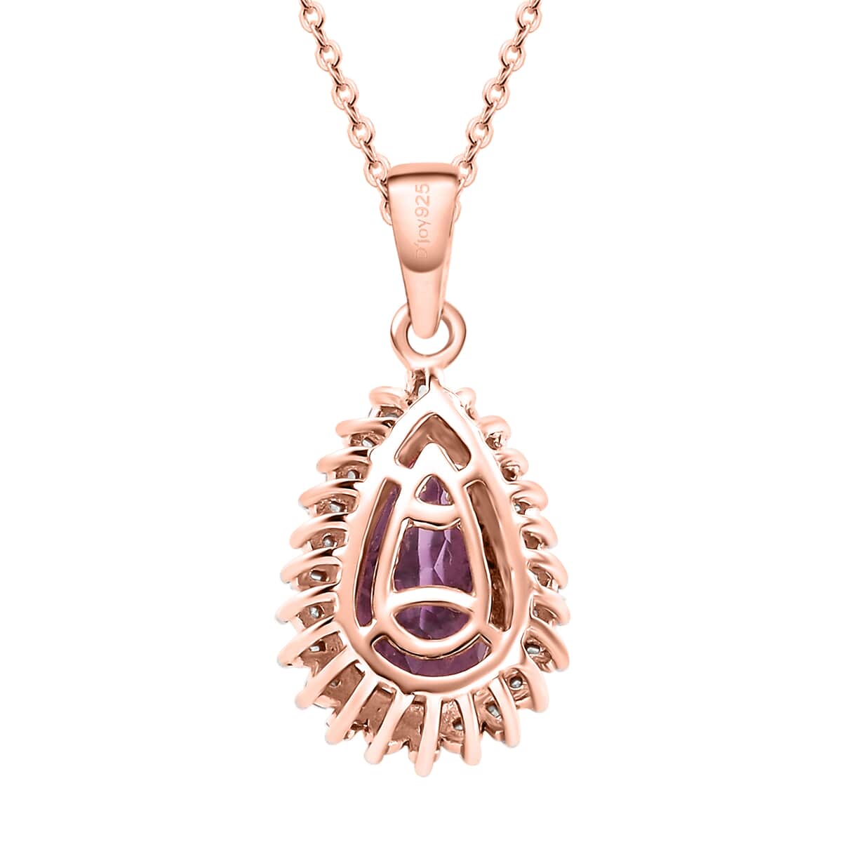 Patroke Kunzite and White Diamond 3.85 ctw Twilight Teardrop Pendant Necklace in 18K Vermeil Rose Gold Over Sterling Silver 20 Inches image number 4