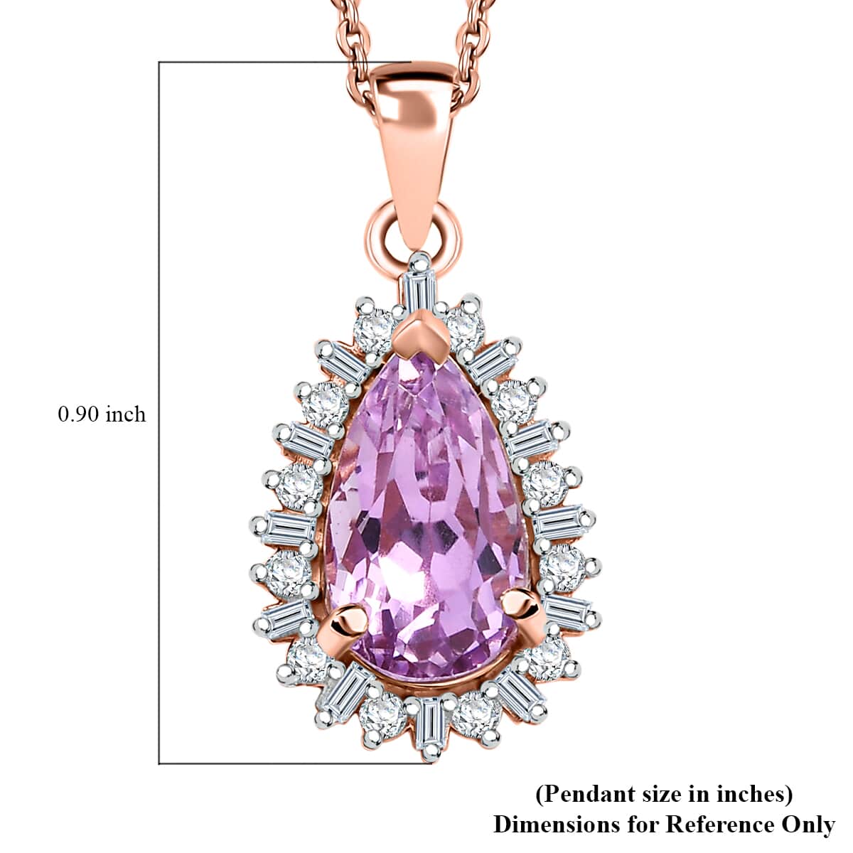 Patroke Kunzite and White Diamond 3.85 ctw Twilight Teardrop Pendant Necklace in 18K Vermeil Rose Gold Over Sterling Silver 20 Inches image number 5