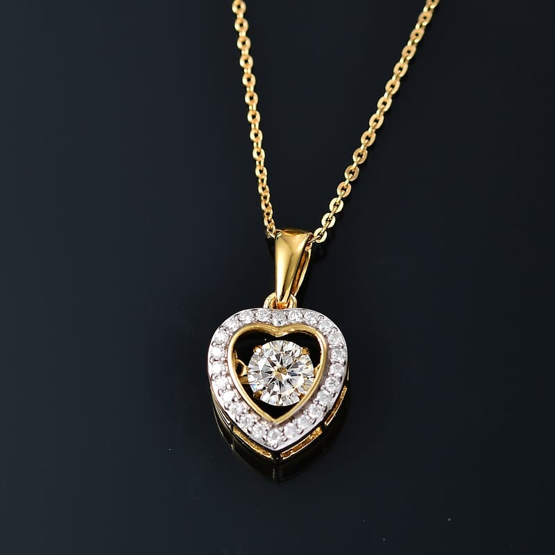 Moissanite 0.70 ctw Pendant Necklace in 18K Vermeil YG Over Sterling Silver 20 Inches