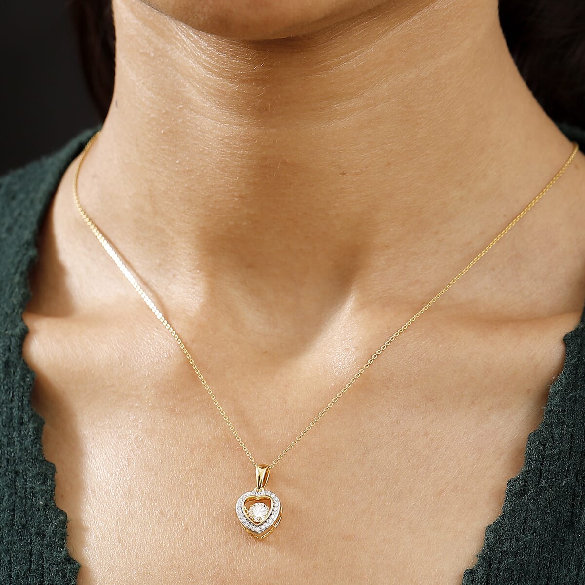 Moissanite 0.70 ctw Pendant Necklace in 18K Vermeil YG Over Sterling Silver 20 Inches image number 2