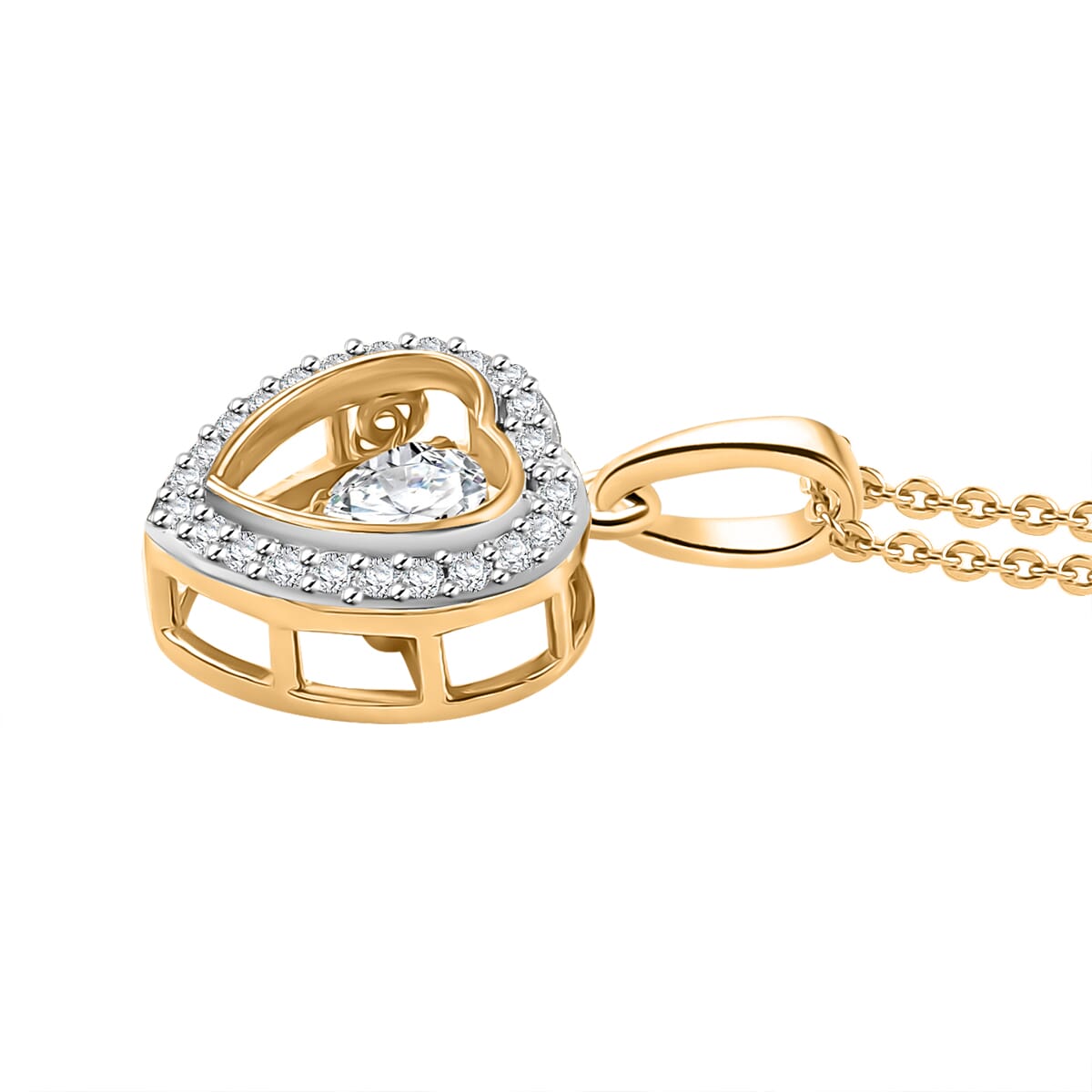 Moissanite 0.70 ctw Pendant Necklace in 18K Vermeil YG Over Sterling Silver 20 Inches image number 3
