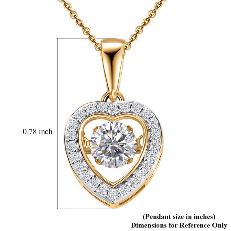 Moissanite 0.70 ctw Pendant Necklace in 18K Vermeil YG Over Sterling Silver 20 Inches