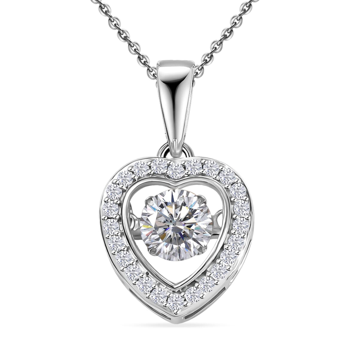 Moissanite 0.70 ctw Pendant Necklace in Rhodium Over Sterling Silver 20 Inches image number 0