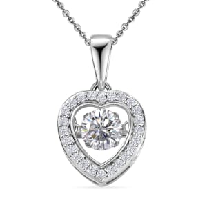 Moissanite 0.70 ctw Pendant Necklace in Rhodium Over Sterling Silver 20 Inches