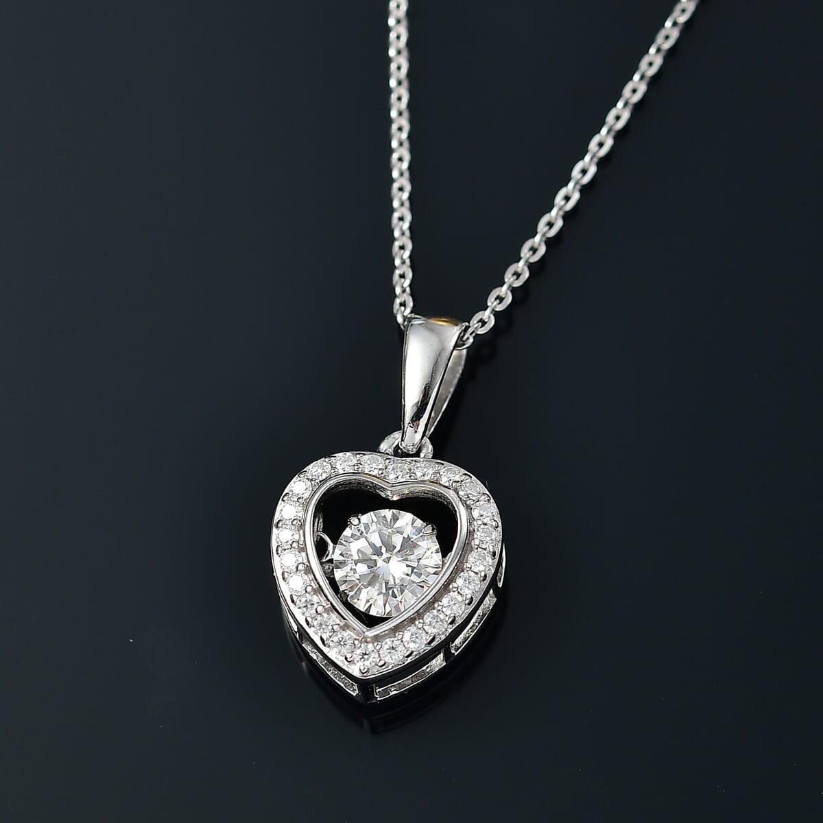 Moissanite 0.70 ctw Pendant Necklace in Rhodium Over Sterling Silver 20 Inches image number 1