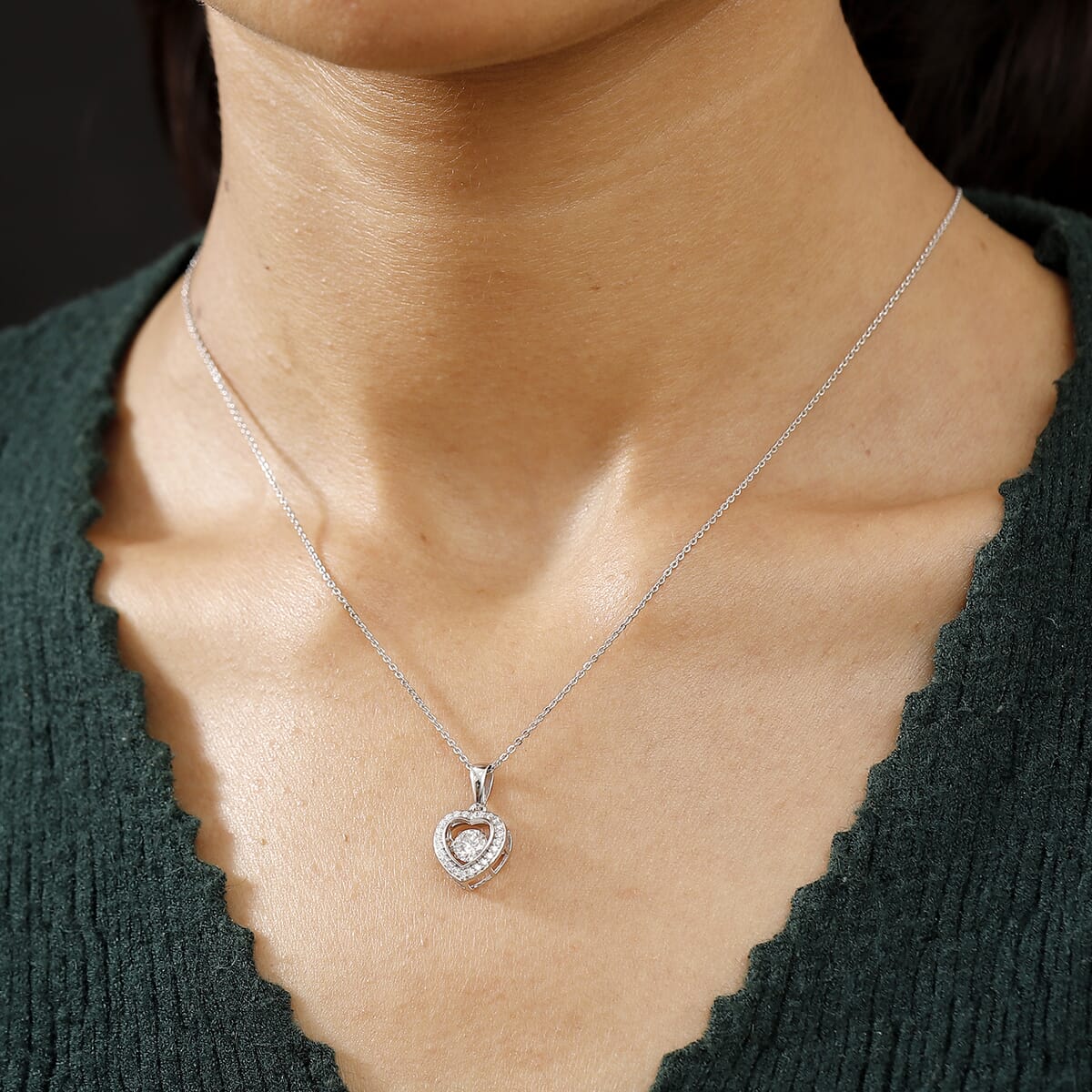 Moissanite 0.70 ctw Pendant Necklace in Rhodium Over Sterling Silver 20 Inches image number 2