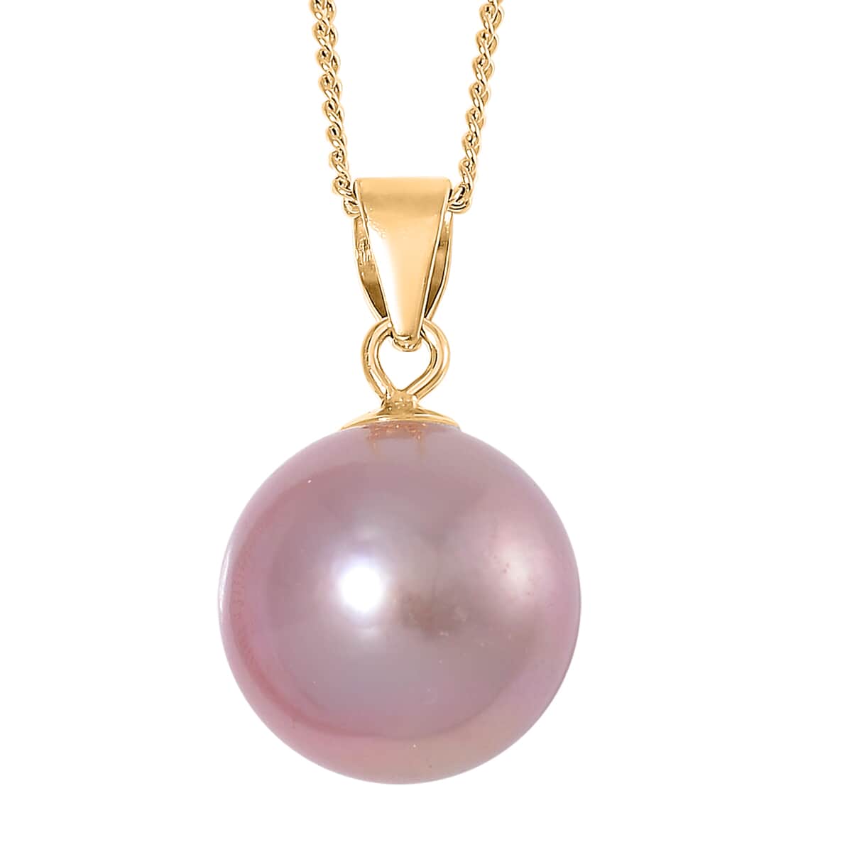 Purple Edison Pearl Pendant Necklace in 14K Yellow Gold Over Sterling Silver 18 Inches image number 0