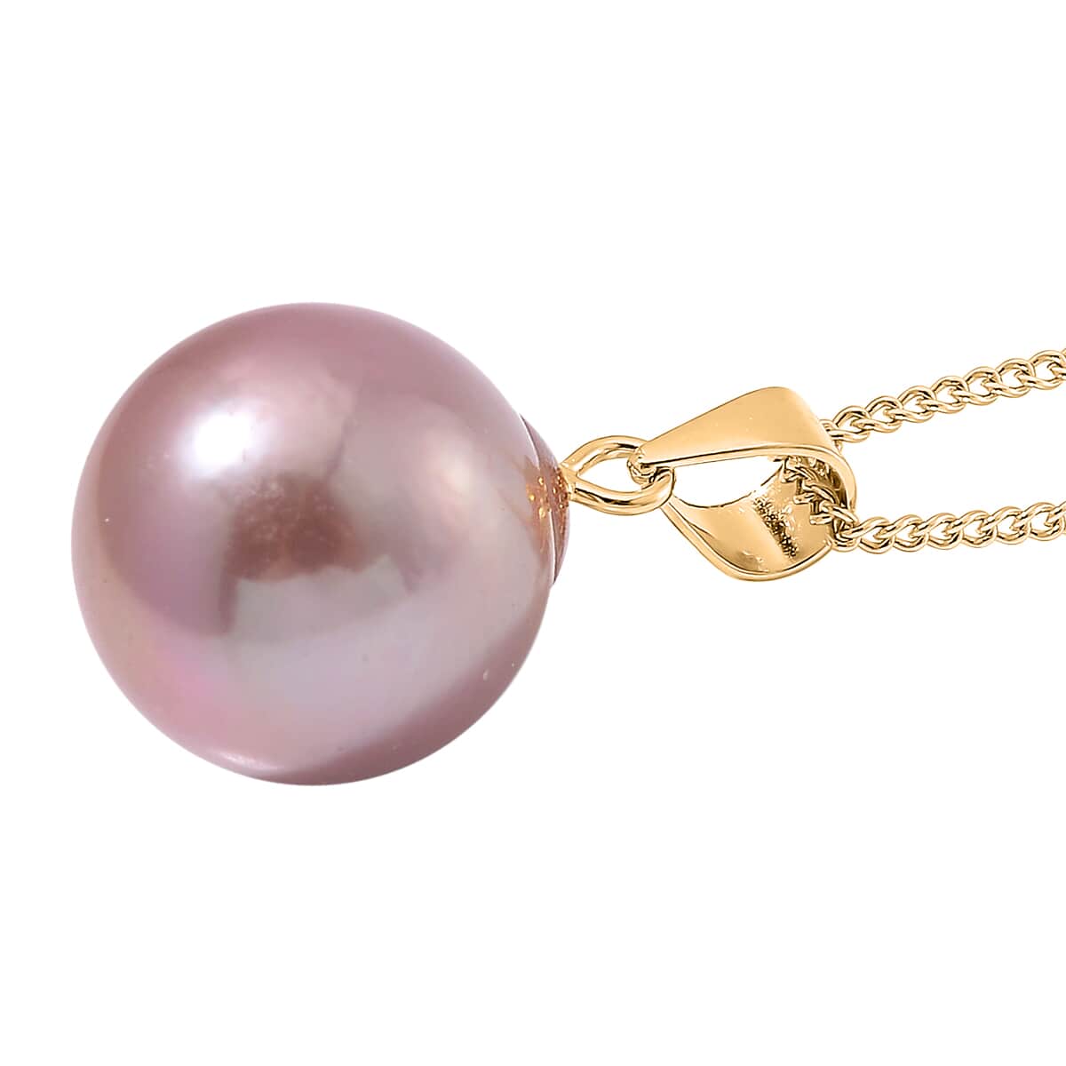 Purple Edison Pearl Pendant Necklace in 14K Yellow Gold Over Sterling Silver 18 Inches image number 3