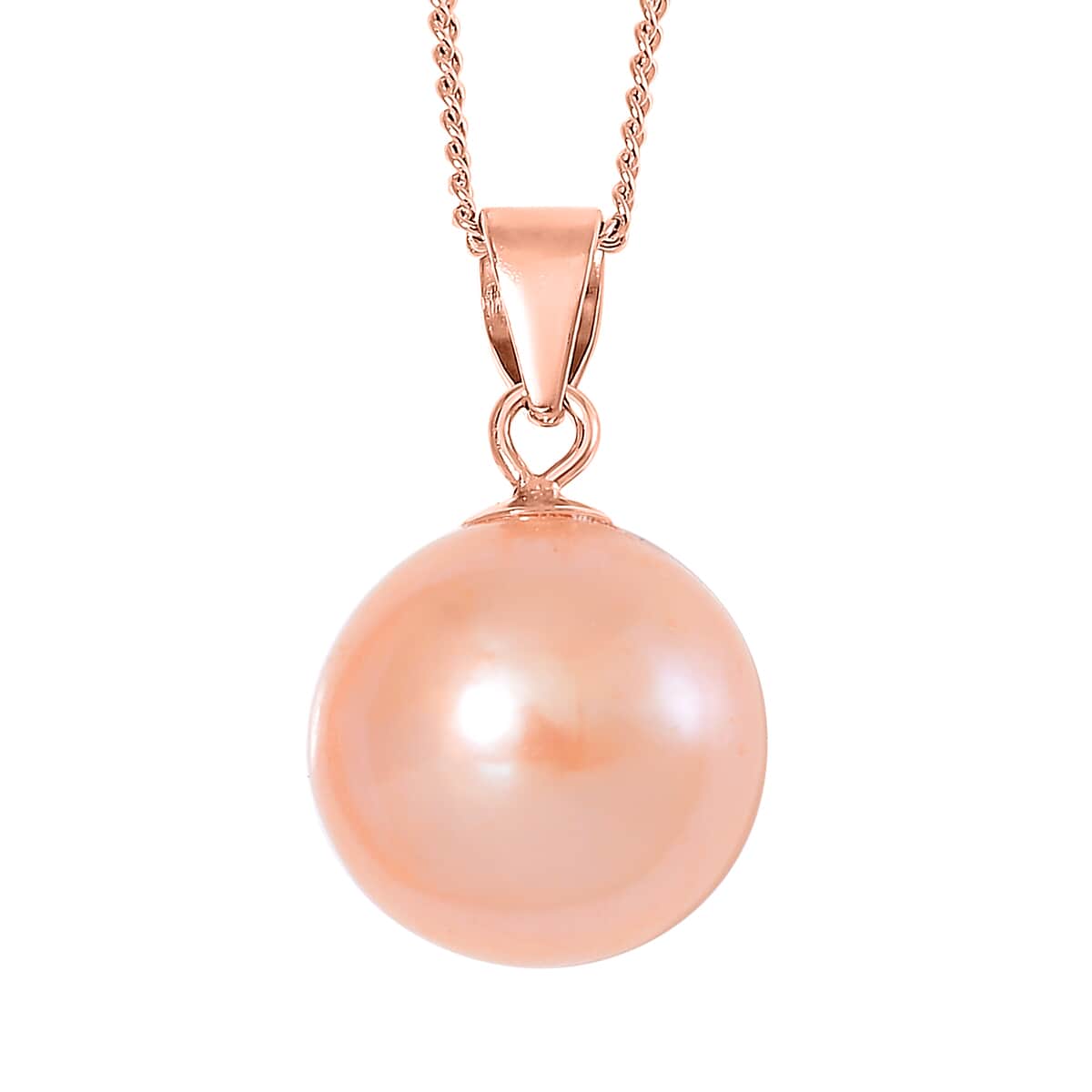 Peach Edison Pearl Pendant Necklace in 14K Rose Gold Over Sterling Silver 18 Inches image number 0