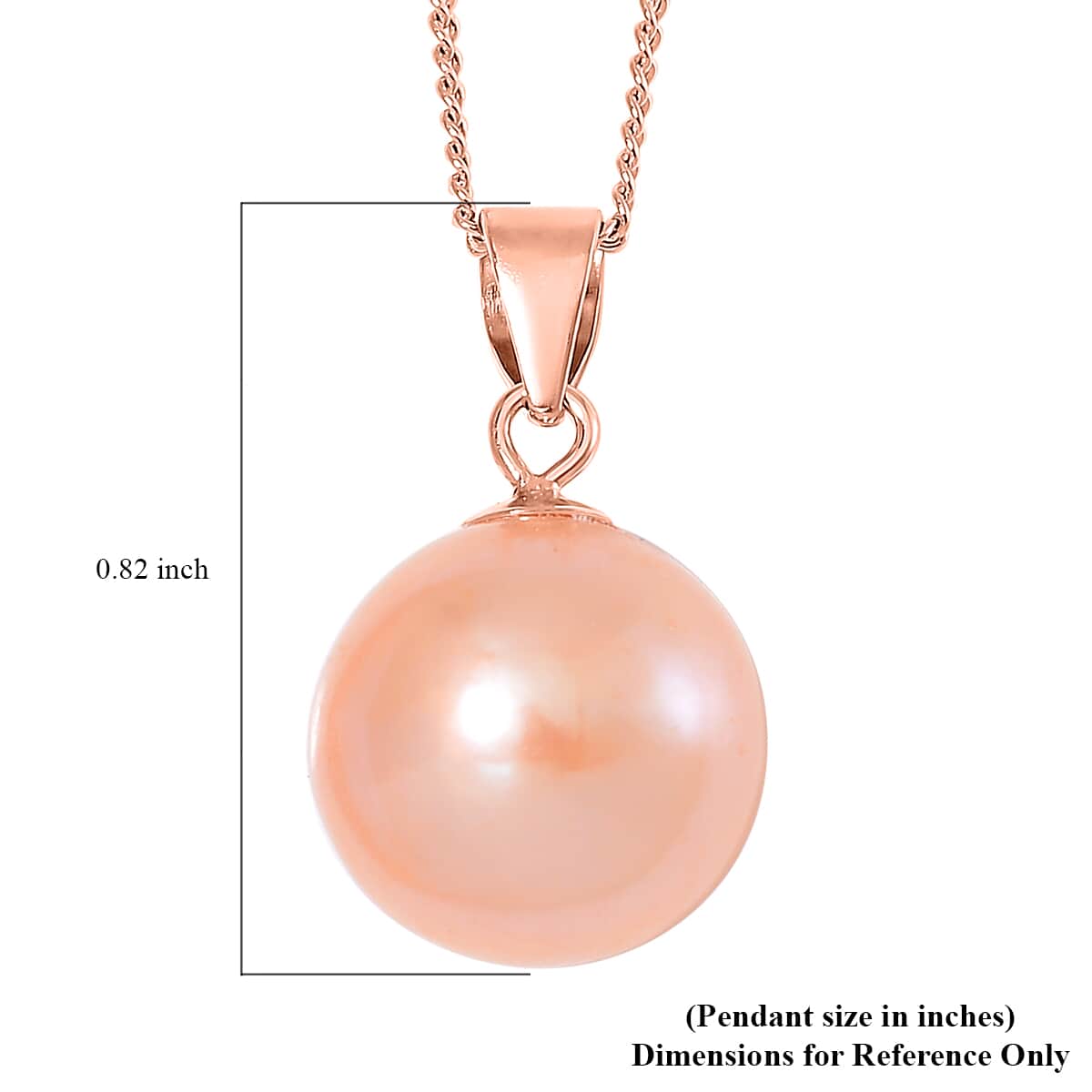 Peach Edison Pearl Pendant Necklace in 14K Rose Gold Over Sterling Silver 18 Inches image number 5