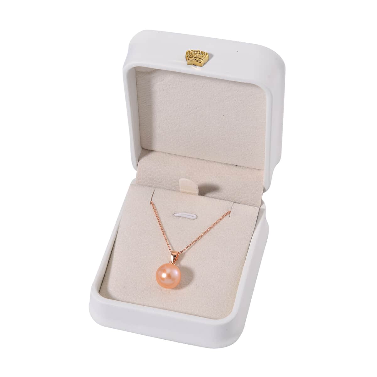 Peach Edison Pearl Pendant Necklace in 14K Rose Gold Over Sterling Silver 18 Inches image number 6