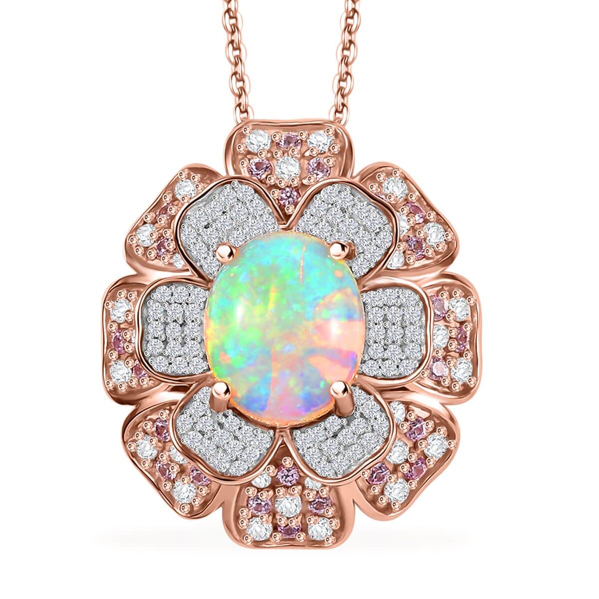 GP Italian Garden Collection Premium Ethiopian Welo Opal and Multi Gemstone 4.00 ctw Pendant Necklace in 18K Vermeil Rose Gold Over Sterling Silver 20 Inches image number 0