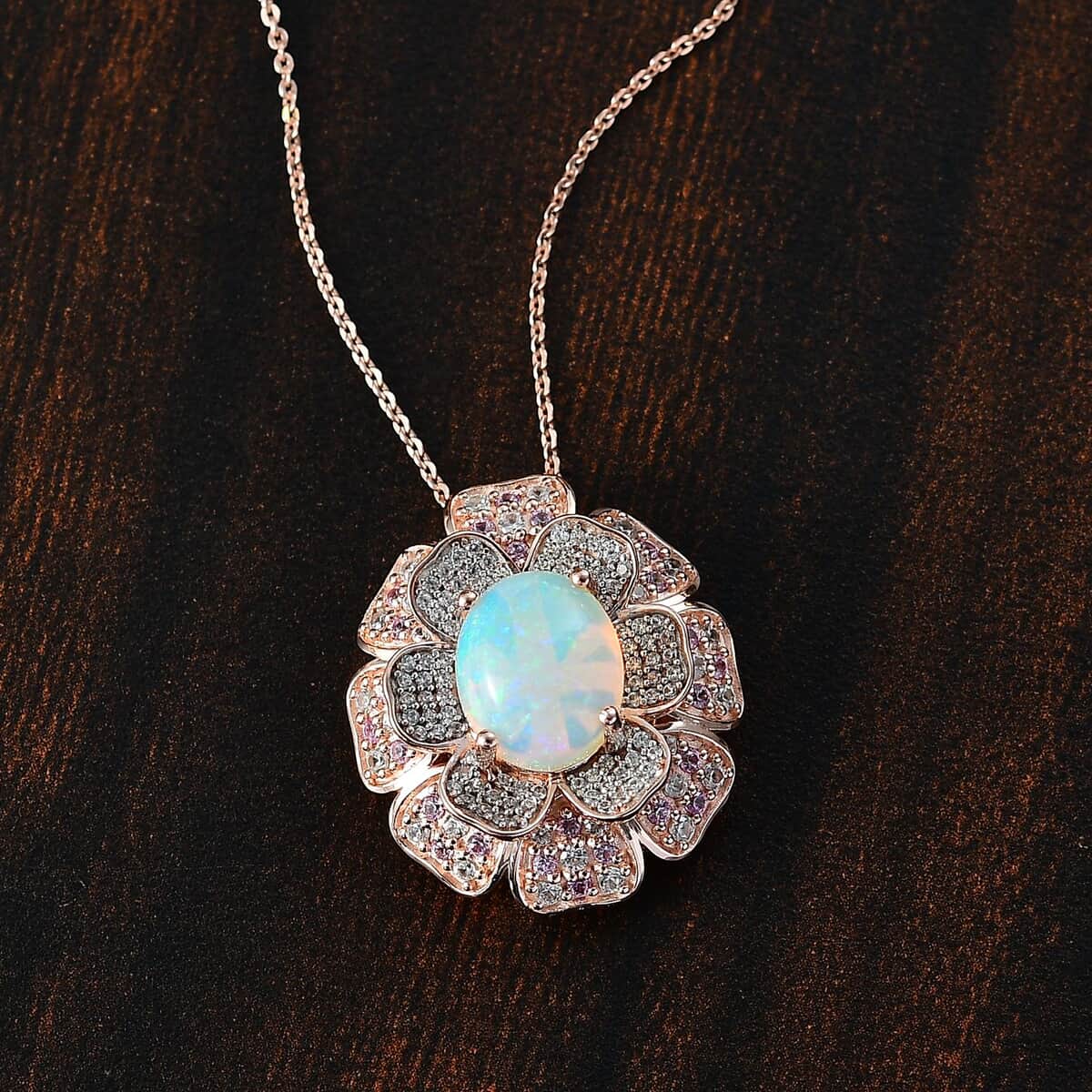 GP Italian Garden Collection Premium Ethiopian Welo Opal and Multi Gemstone 4.00 ctw Pendant Necklace in 18K Vermeil Rose Gold Over Sterling Silver 20 Inches image number 1