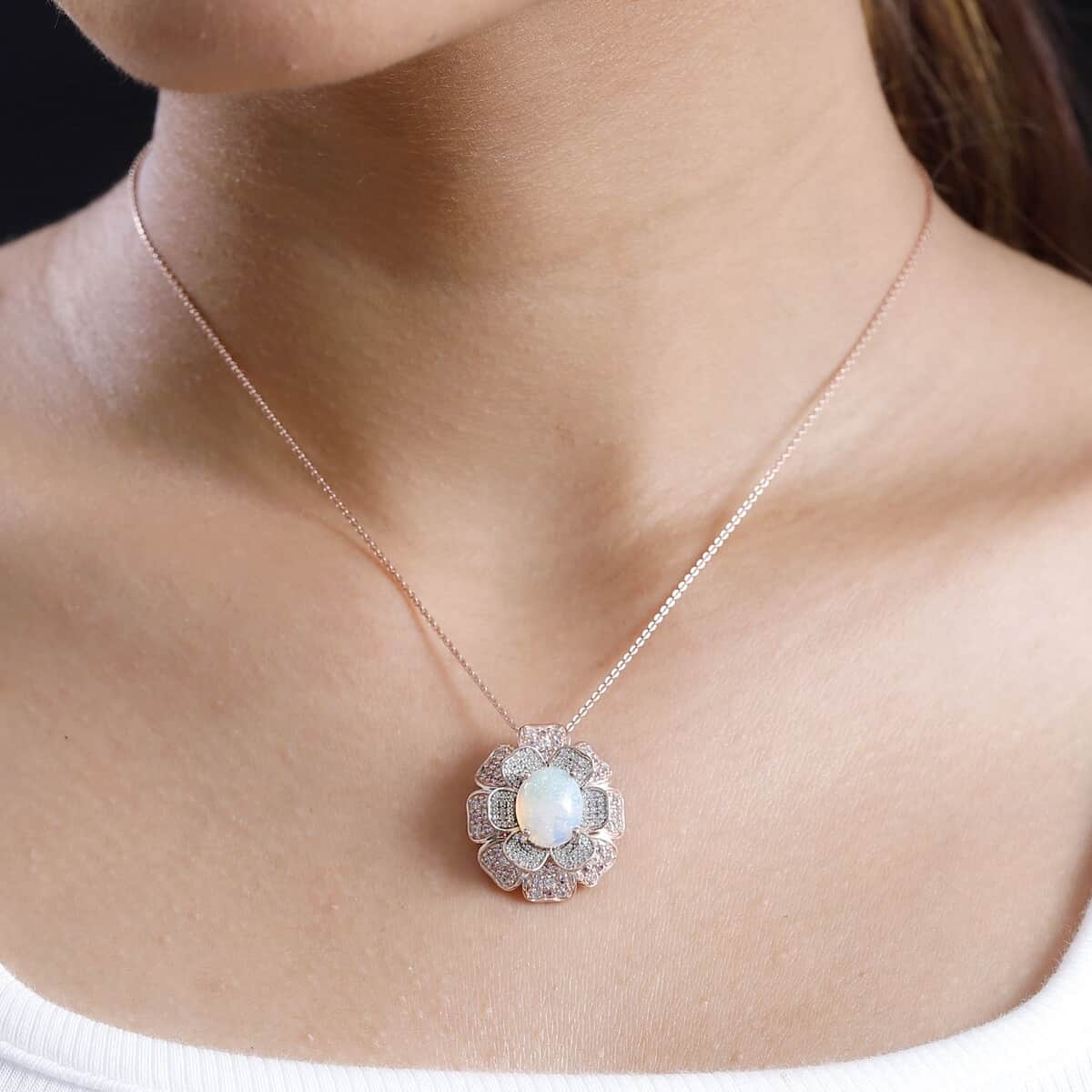 GP Italian Garden Collection Premium Ethiopian Welo Opal and Multi Gemstone 4.00 ctw Pendant Necklace in 18K Vermeil Rose Gold Over Sterling Silver 20 Inches image number 2