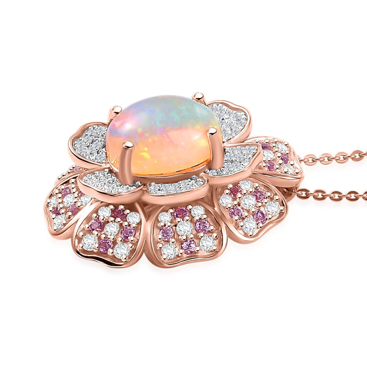 GP Italian Garden Collection Premium Ethiopian Welo Opal and Multi Gemstone 4.00 ctw Pendant Necklace in 18K Vermeil Rose Gold Over Sterling Silver 20 Inches image number 3