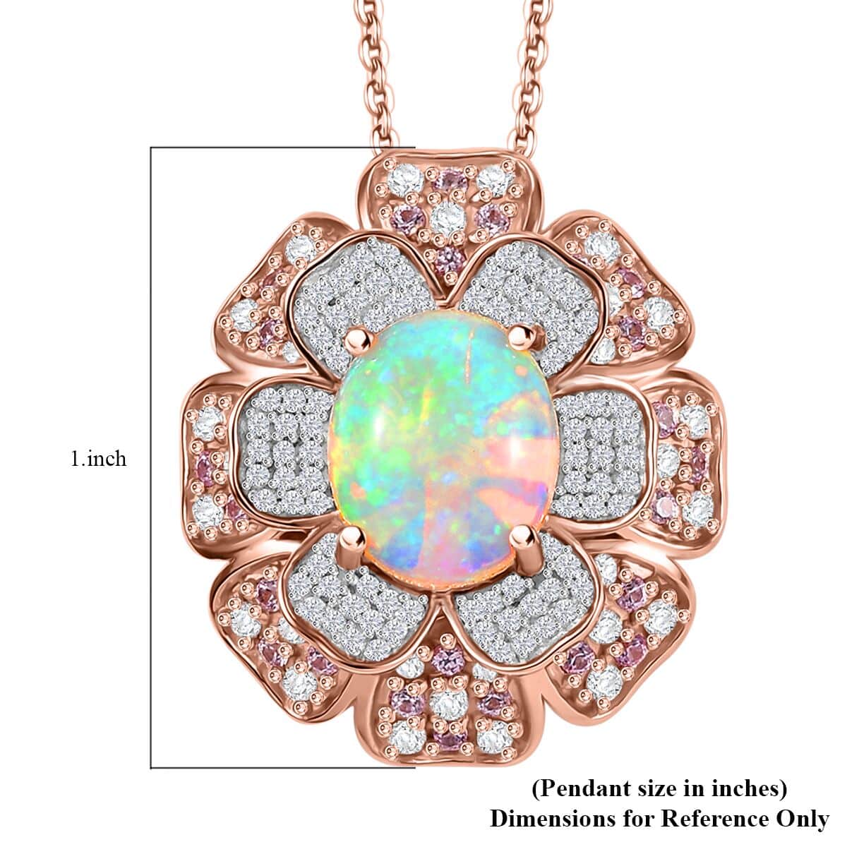 GP Italian Garden Collection Premium Ethiopian Welo Opal and Multi Gemstone 4.00 ctw Pendant Necklace in 18K Vermeil Rose Gold Over Sterling Silver 20 Inches image number 6