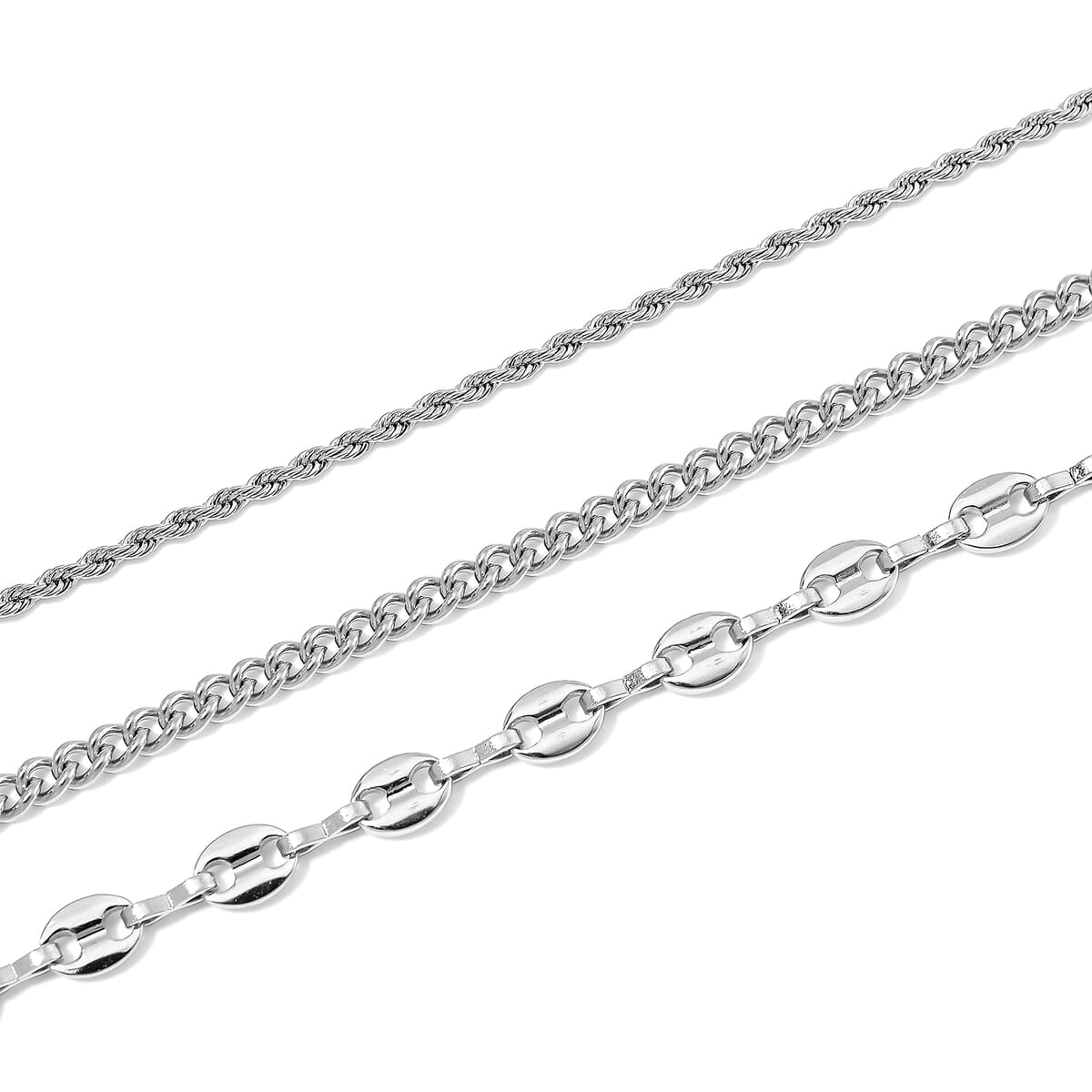 Set of 3 Chain Necklace in Stainless Steel (16, 18 & 22 Inches) image number 2