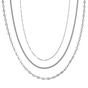 Set of 3 Chain Necklace in Stainless Steel (16, 18 & 22 Inches)