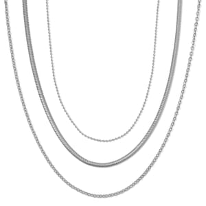 Set of 3 Chain Necklace in Stainless Steel (16, 18 & 22 Inches)