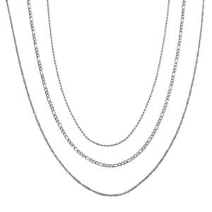 Set of 3 Chain Necklace in Stainless Steel (16, 18 & 22 Inches)
