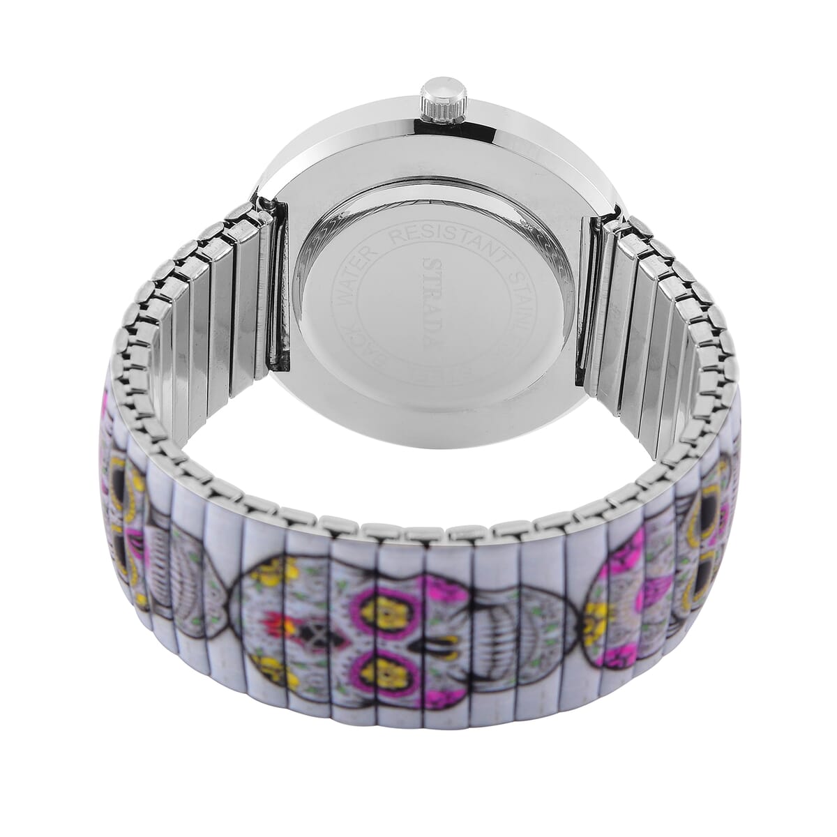 Strada Austrian Crystal Japanse Movement Skull Stretch Bracelet Watch with Stainless Steel Strap and Matching Scarf image number 6