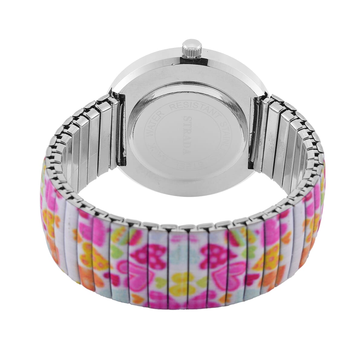 Strada Austrian Crystal Japanse Movement Heard Shape Pattern Stretch Bracelet Watch with Stainless Steel Strap and Matching Scarf image number 6