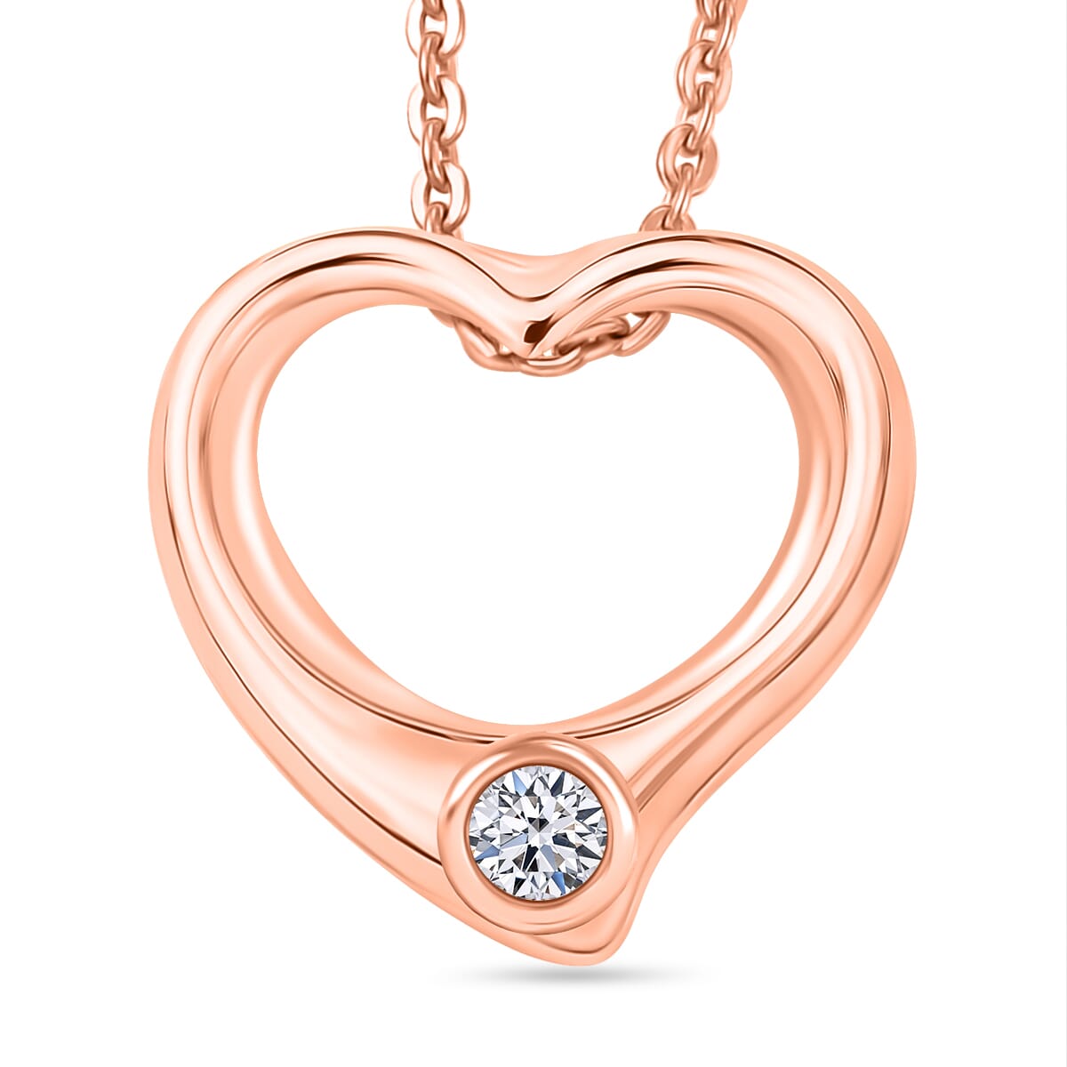 Luxuriant Lab Grown Diamond G SI 0.10 ctw Heart Earrings, Pendant Necklace in 18K Vermeil Rose Gold Over Sterling Silver 20 Inches image number 3