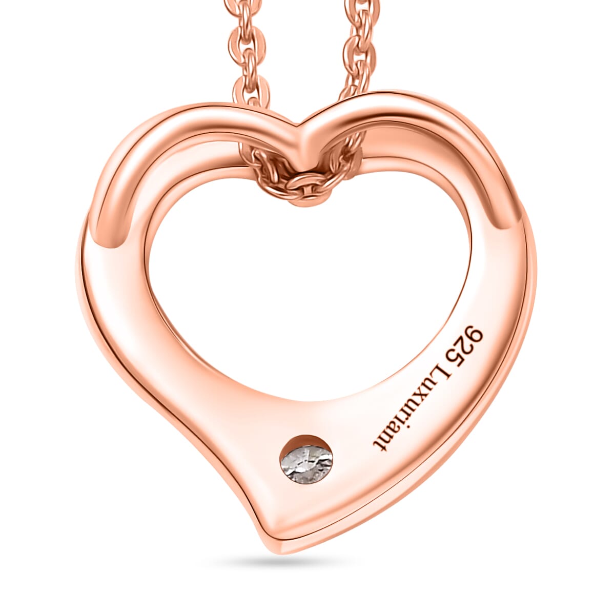 Luxuriant Lab Grown Diamond G SI 0.10 ctw Heart Earrings, Pendant Necklace in 18K Vermeil Rose Gold Over Sterling Silver 20 Inches image number 5