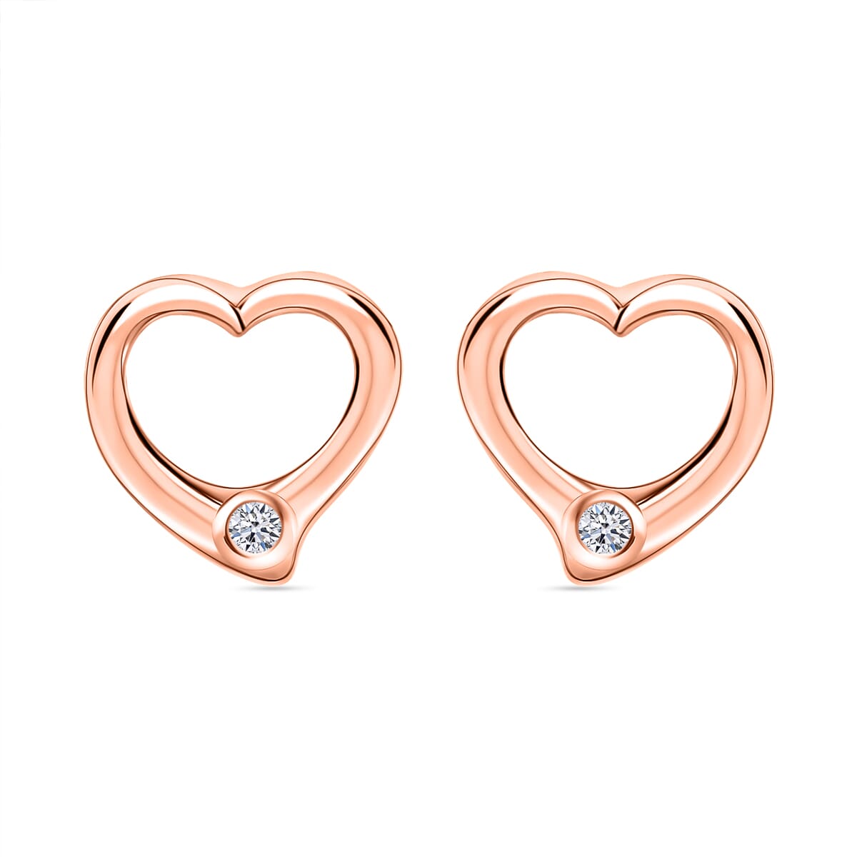 Luxuriant Lab Grown Diamond G SI 0.10 ctw Heart Earrings, Pendant Necklace in 18K Vermeil Rose Gold Over Sterling Silver 20 Inches image number 6