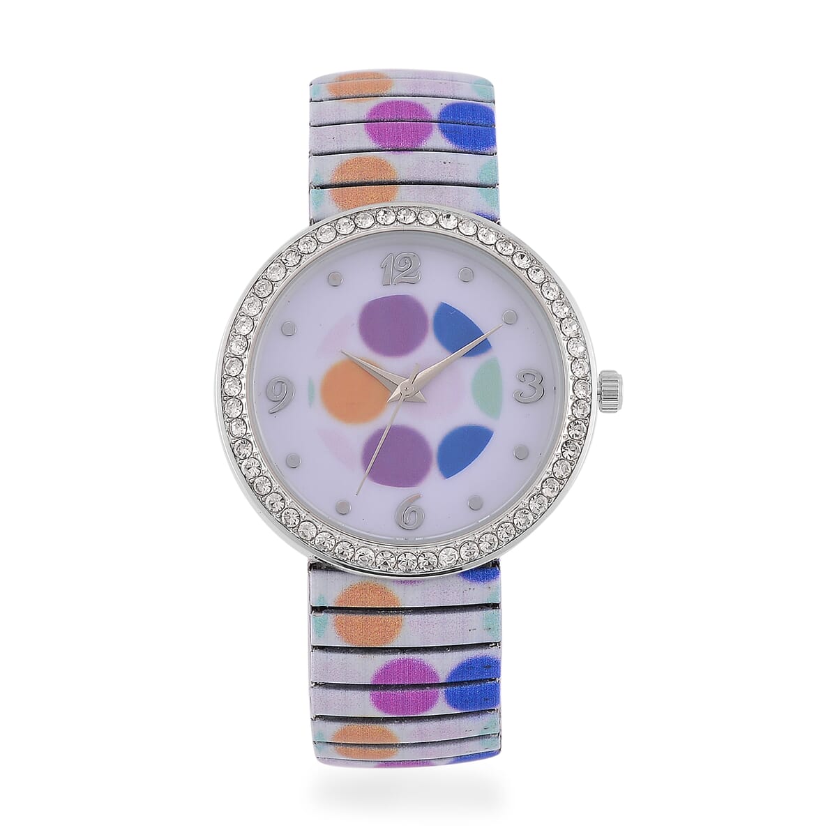 Strada Austrian Crystal Japanse Movement Round Shape Pattern Stretch Bracelet Watch with Stainless Steel Strap and Matching Scarf image number 2