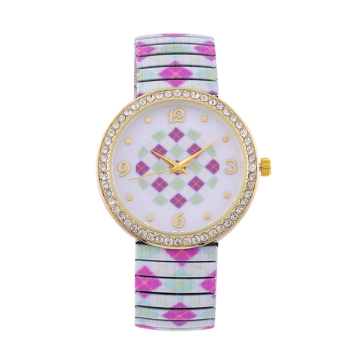 Strada Austrian Crystal Japanse Movement Square Shape Pattern Stretch Bracelet Watch with Stainless Steel Strap and Matching Scarf image number 2