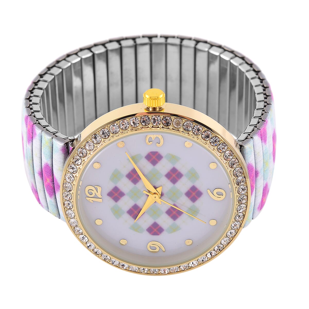 Strada Austrian Crystal Japanse Movement Square Shape Pattern Stretch Bracelet Watch with Stainless Steel Strap and Matching Scarf image number 4
