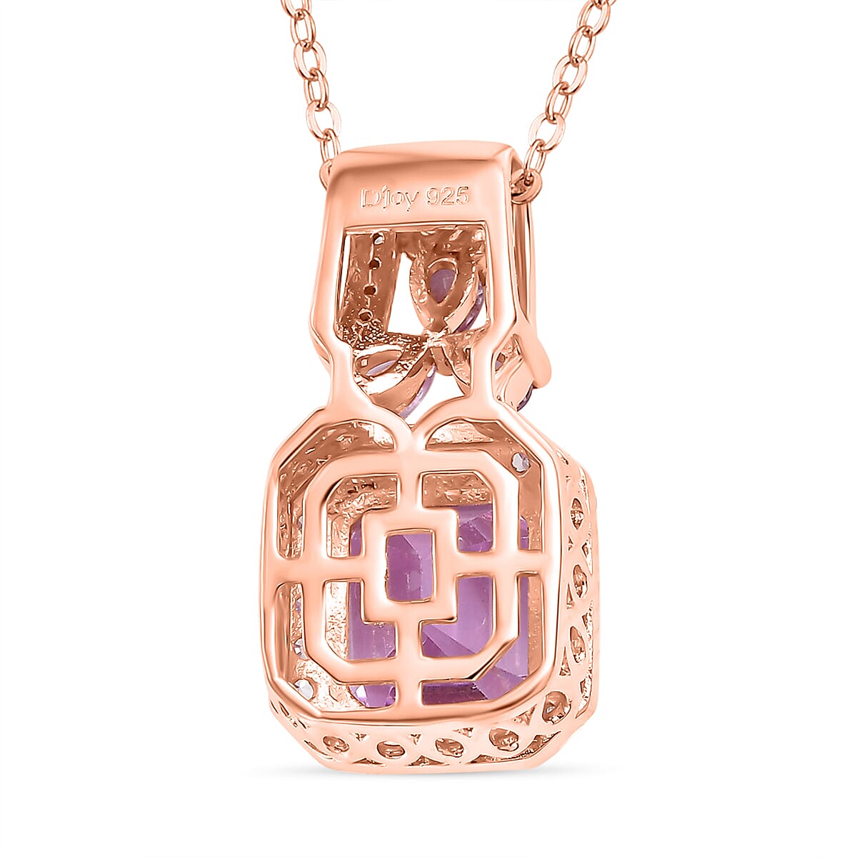 Patroke Kunzite and Multi Gemstone 3.75 ctw Halo Pendant Necklace in 18K Vermeil Rose Gold Over Sterling Silver 20 Inches