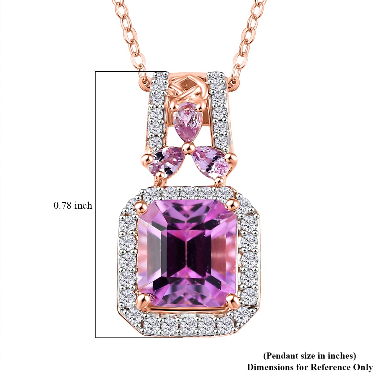 Patroke Kunzite and Multi Gemstone 3.75 ctw Halo Pendant Necklace in 18K Vermeil Rose Gold Over Sterling Silver 20 Inches image number 5