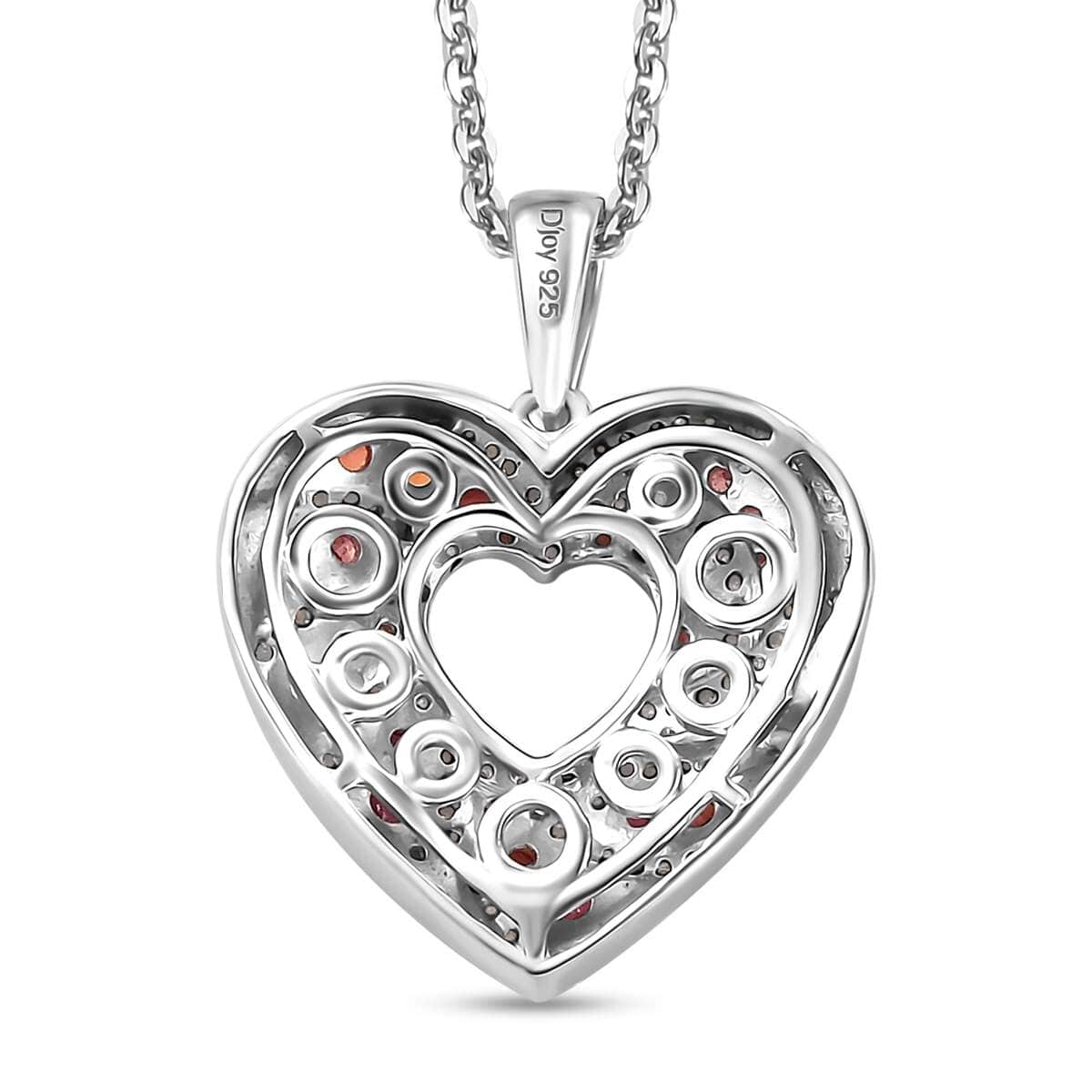 Premium Red Sapphire and Moissanite 1.30 ctw Heart Pendant Necklace in Rhodium Over Sterling Silver 20 Inches image number 4