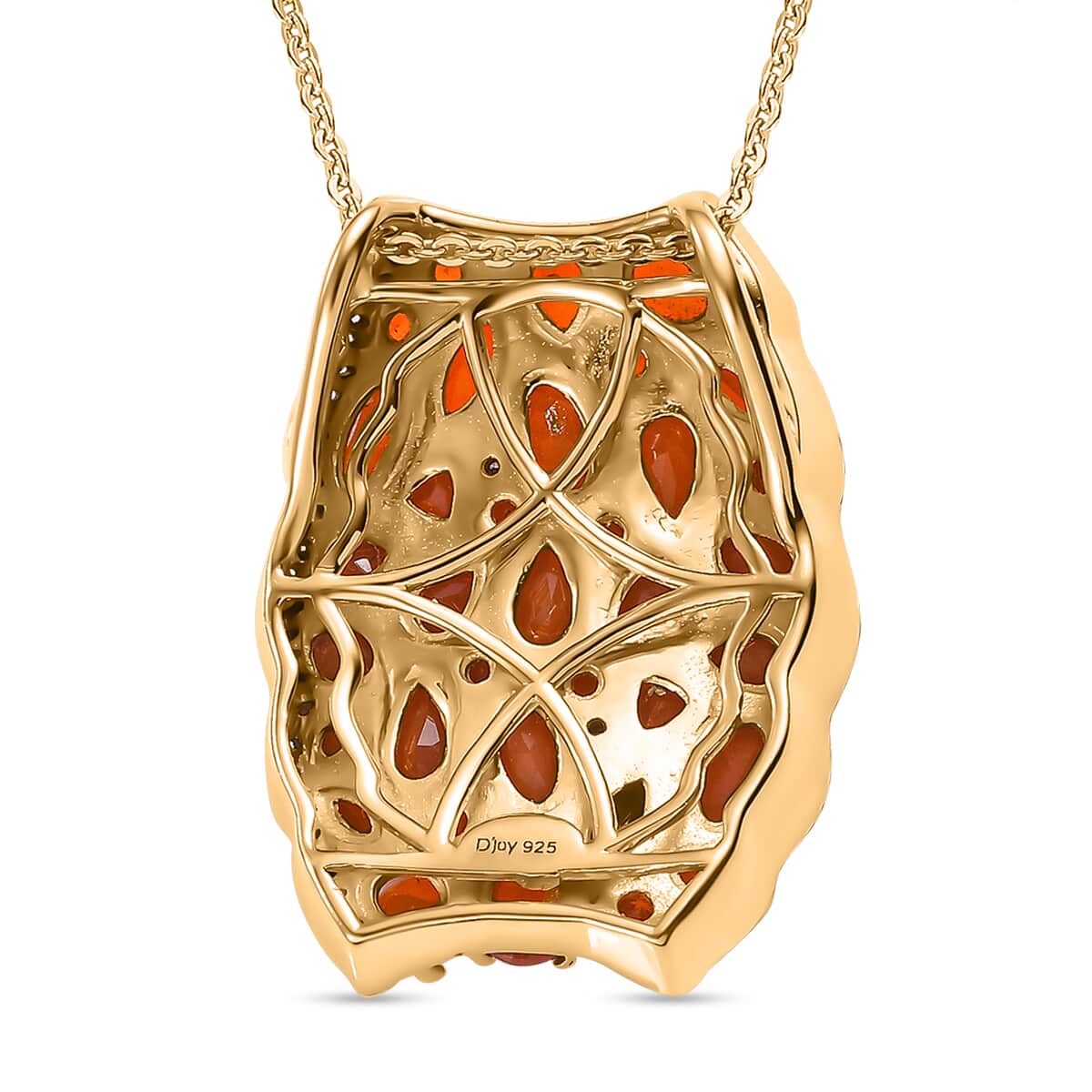 AAA Buriti Fire Opal, White and Brown Zircon 0.85 ctw Phoenix Ember Pendant Necklace in 18K Vermeil Yellow Gold Over Sterling Silver 20 Inches image number 4