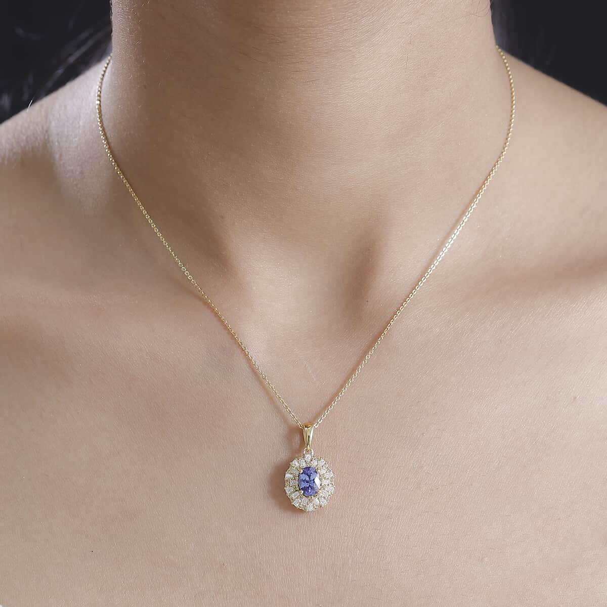 Premium Tanzanite, Moissanite and Yellow Sapphire 1.90 ctw Radiant Harmony Pendant Necklace in 18K Vermeil Yellow Gold Over Sterling Silver 20 Inches image number 2