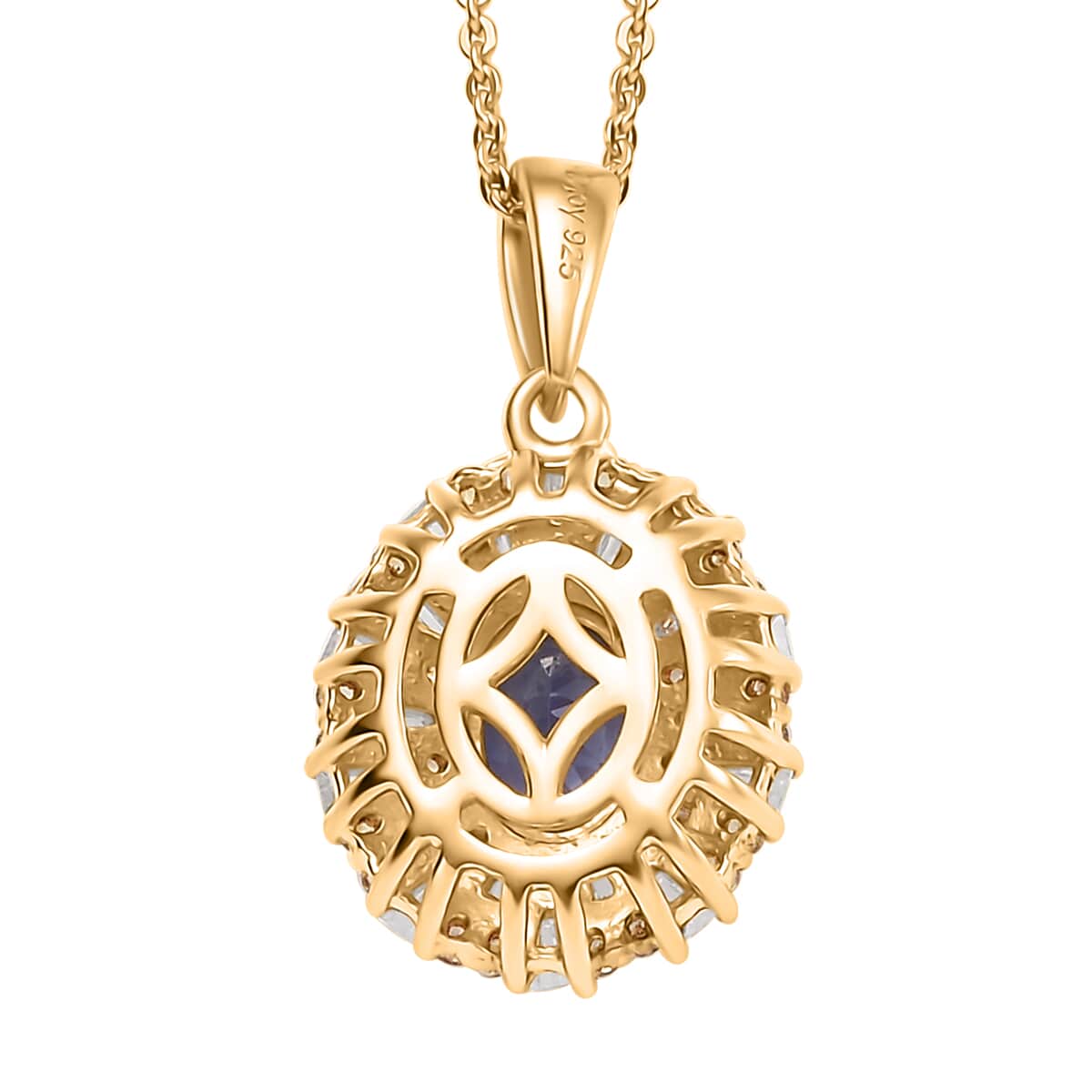 Premium Tanzanite, Moissanite and Yellow Sapphire 1.90 ctw Radiant Harmony Pendant Necklace in 18K Vermeil Yellow Gold Over Sterling Silver 20 Inches image number 4