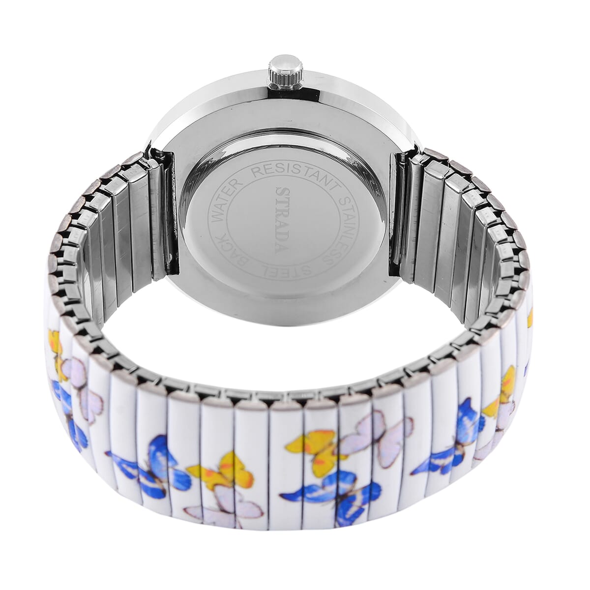 Strada Austrian Crystal Japanse Movement Butterfly Pattern Stretch Bracelet Watch with Stainless Steel Strap and Matching Scarf image number 6