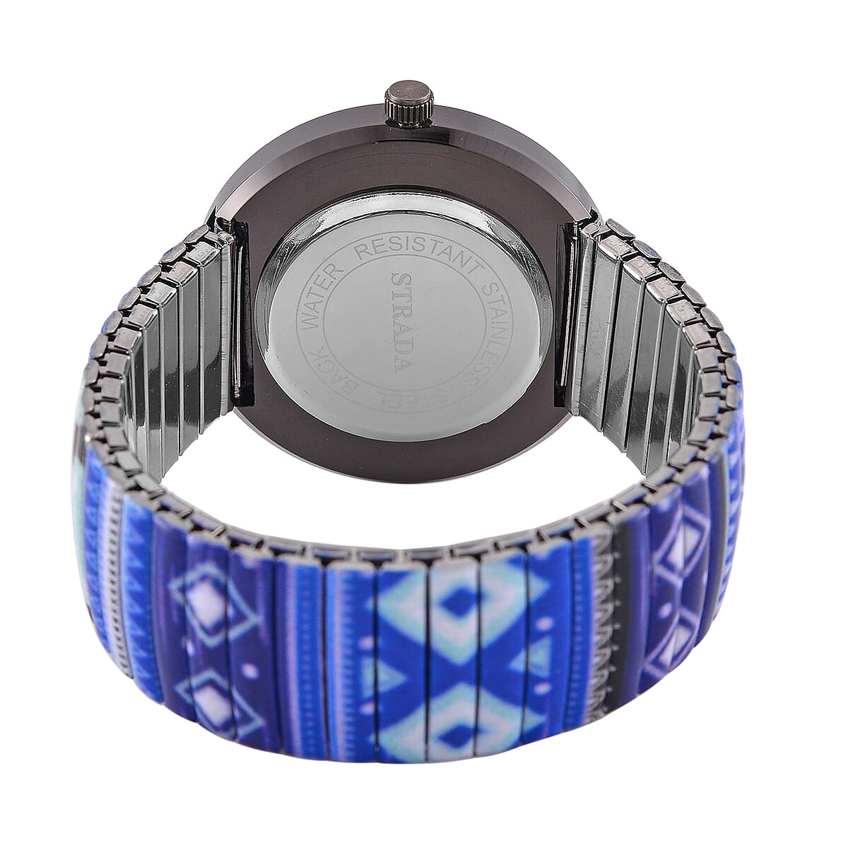 Strada Austrian Crystal Japanse Movement Blue Color Pattern Stretch Bracelet Watch with Stainless Steel Strap and Matching Scarf image number 6