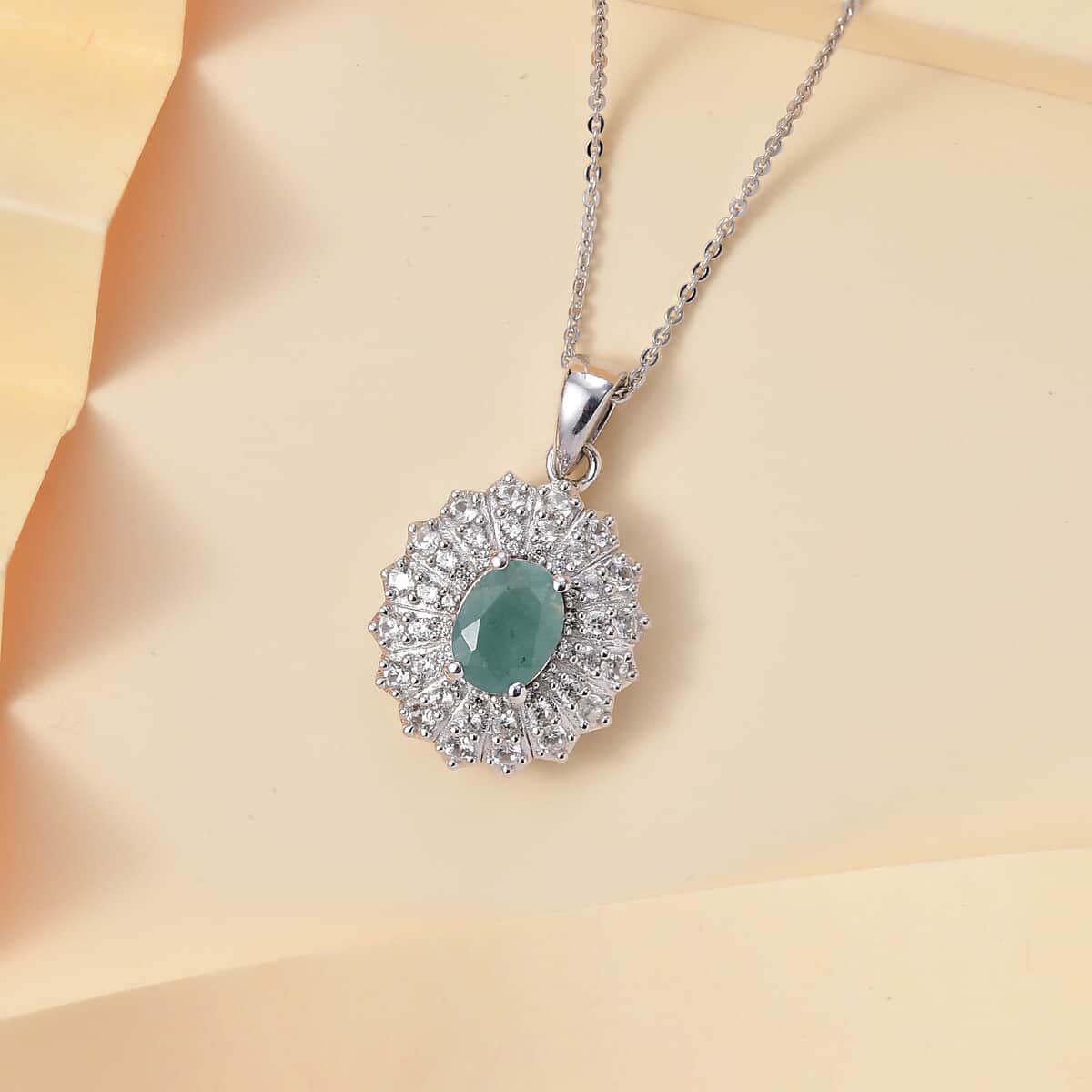 Grandidierite and White Zircon 2.25 ctw Sunrays Pendant Necklace in Rhodium Over Sterling Silver 20 Inches image number 1