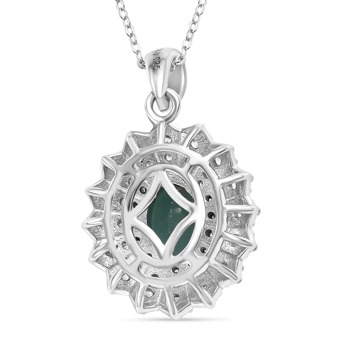 Grandidierite and White Zircon 2.25 ctw Sunrays Pendant Necklace in Rhodium Over Sterling Silver 20 Inches image number 4