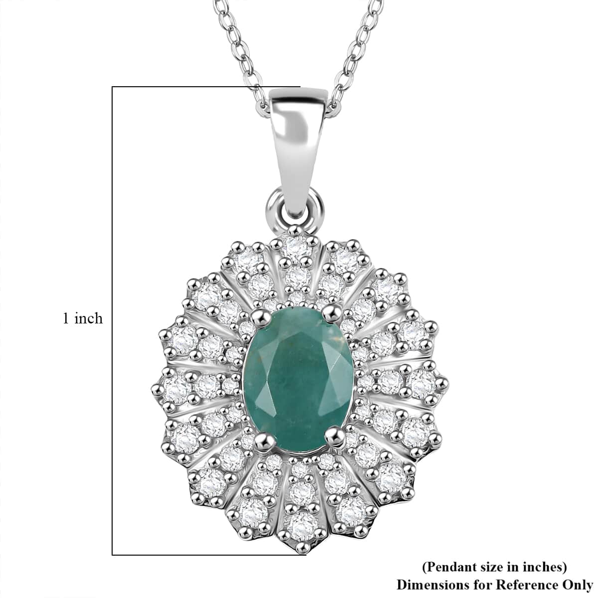 Grandidierite and White Zircon 2.25 ctw Sunrays Pendant Necklace in Rhodium Over Sterling Silver 20 Inches image number 5