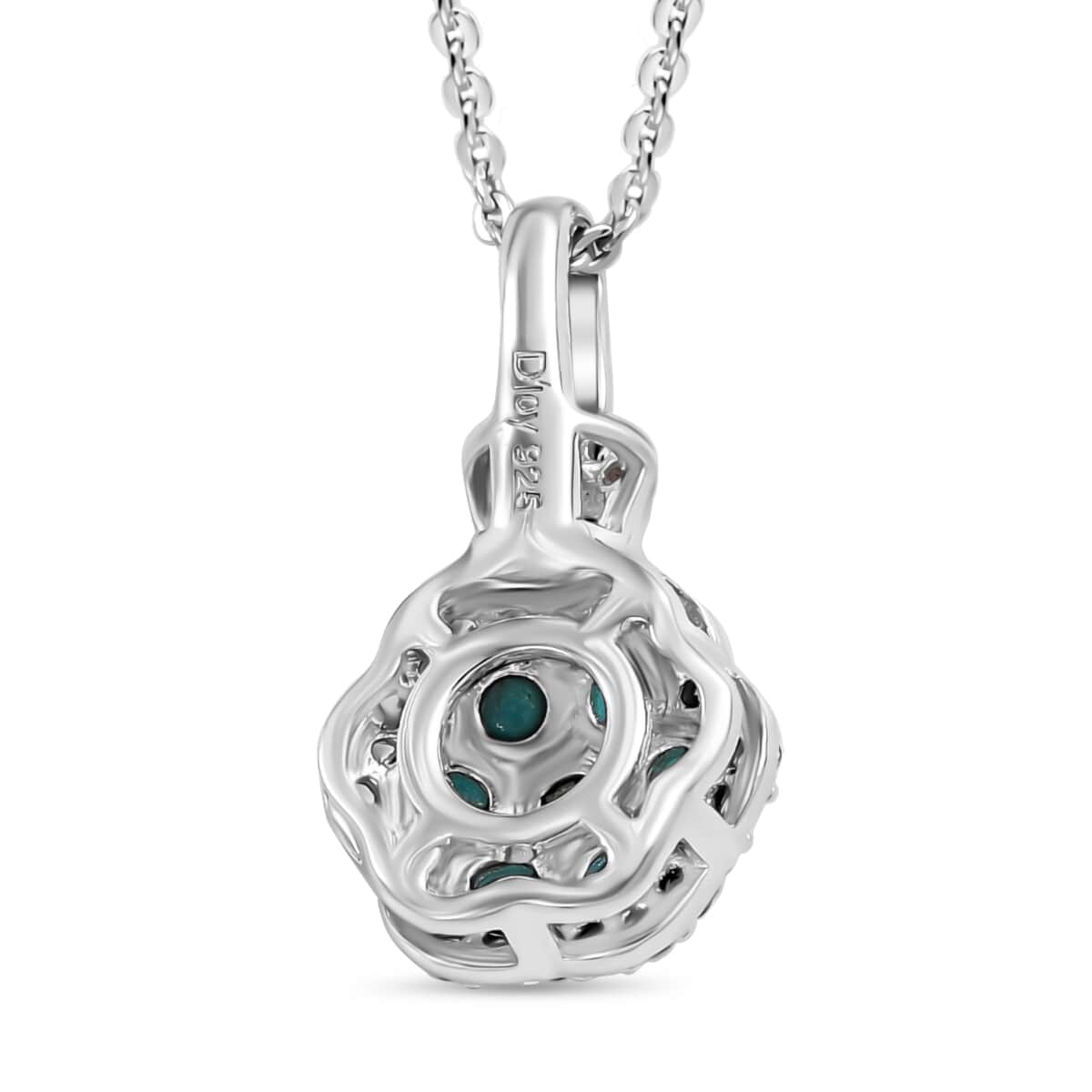 AAA Grandidierite, Brown and White Zircon 0.80 ctw Ocean Blossom Pendant Necklace in Rhodium Over Sterling Silver 20 Inches image number 4