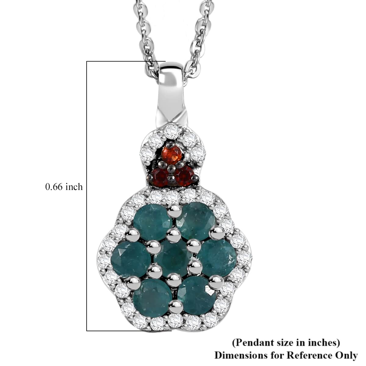 AAA Grandidierite, Brown and White Zircon 0.80 ctw Ocean Blossom Pendant Necklace in Rhodium Over Sterling Silver 20 Inches image number 5