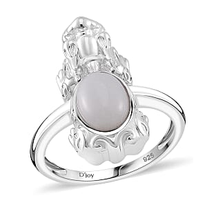 Natural Jade 3.30 ctw Pixiu Ring (Size 7.0) and Pendant without Chain in Rhodium Over Sterling Silver
