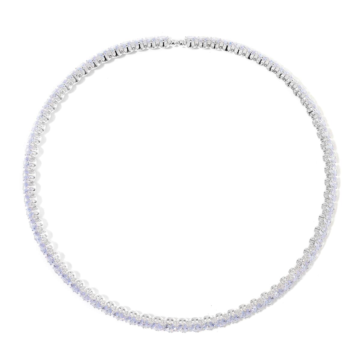 Simulated Diamond 130.00 ctw Necklace (16.50 Inches) and Stretch Bracelet in Silvertone image number 2