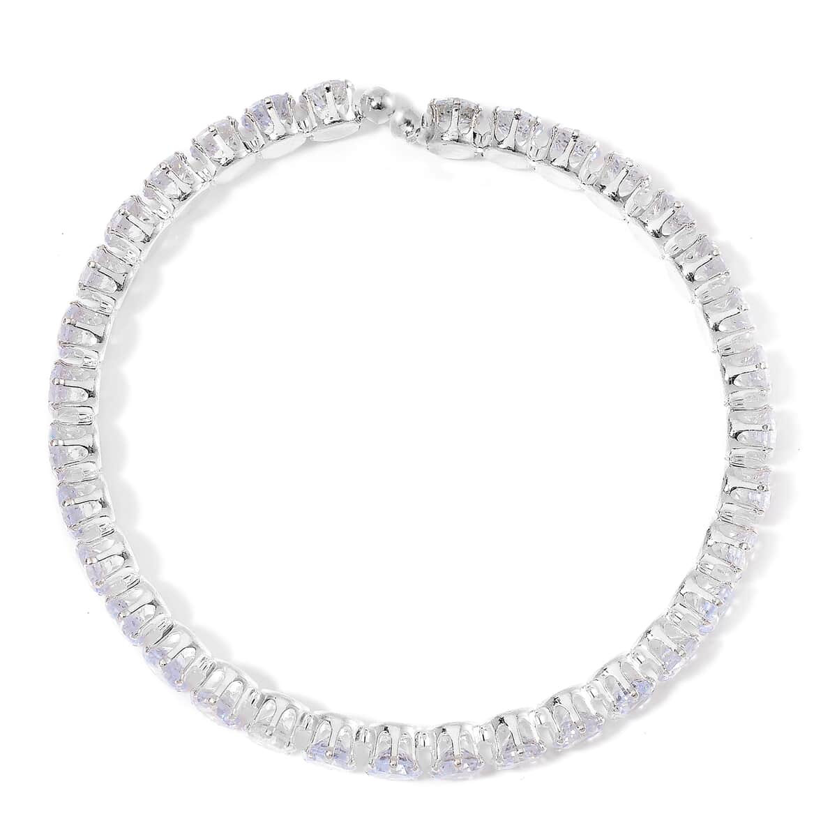 Simulated Diamond 130.00 ctw Necklace (16.50 Inches) and Stretch Bracelet in Silvertone image number 7